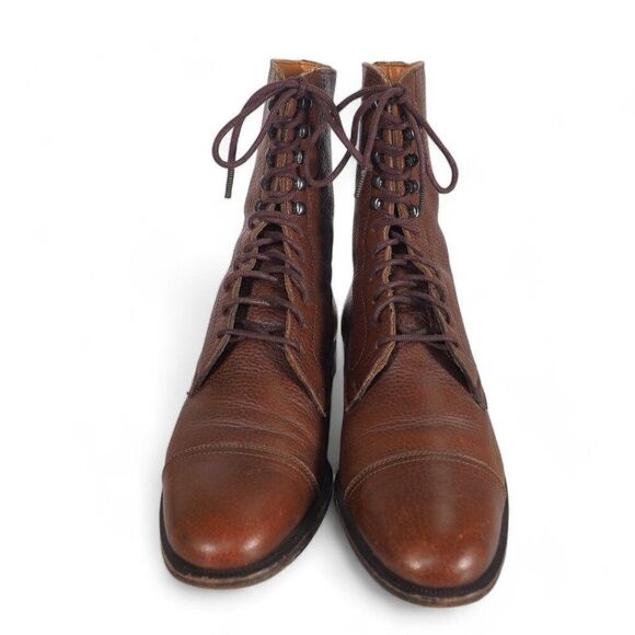 Ralph Lauren Lace-up Paddock Cap Toe Leather Boots Men's 7.5B Women's 9.5 - Picture 3 of 14